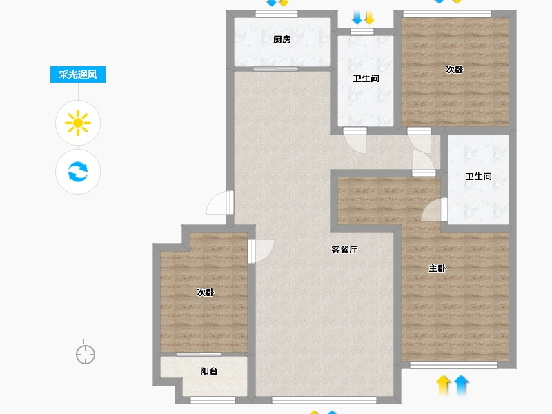 山东省-潍坊市-华安世纪樱园-115.99-户型库-采光通风