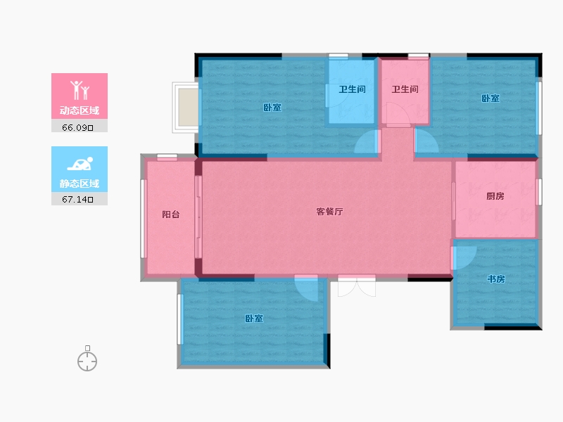 河南省-新乡市-碧桂园观澜-121.00-户型库-动静分区