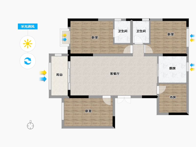 河南省-新乡市-碧桂园观澜-121.00-户型库-采光通风