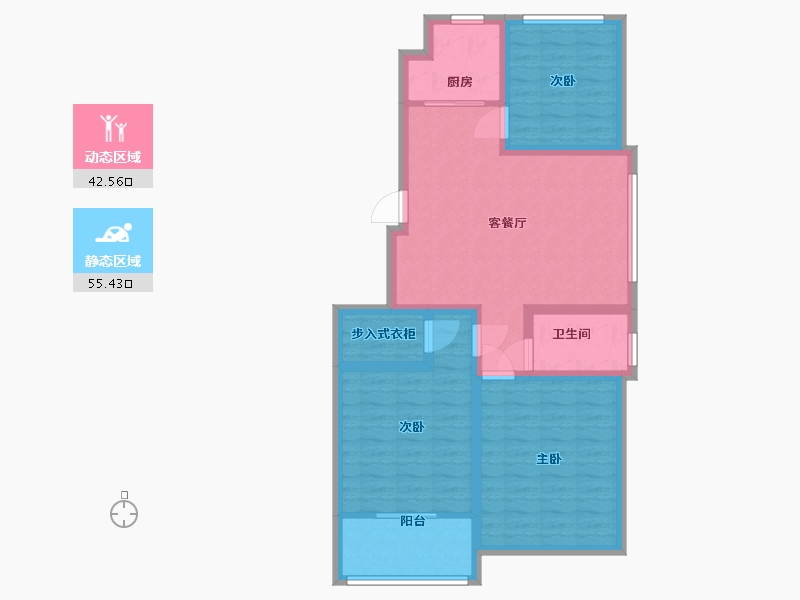 山东省-潍坊市-华安世纪樱园-87.20-户型库-动静分区