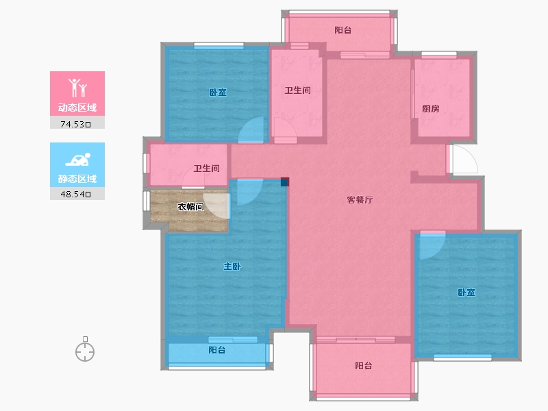 浙江省-杭州市-复地上城-114.99-户型库-动静分区