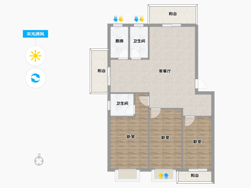 福建省-龙岩市-建发央郡-104.00-户型库-采光通风