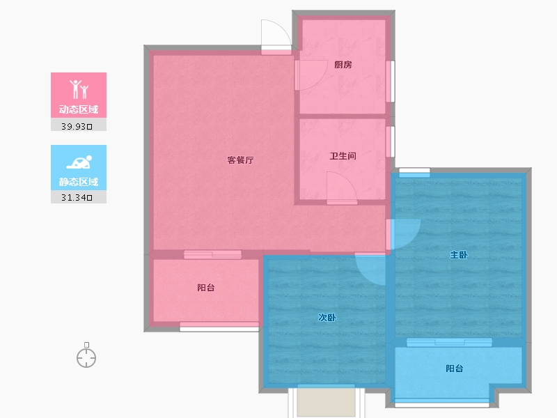 山东省-烟台市-蜜橙-63.58-户型库-动静分区