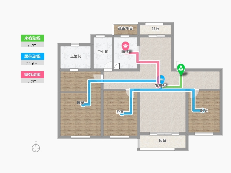 河北省-唐山市-仁恒公园四季-114.91-户型库-动静线