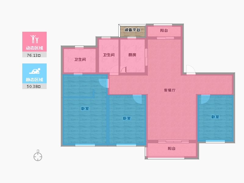 河北省-唐山市-仁恒公园四季-114.91-户型库-动静分区