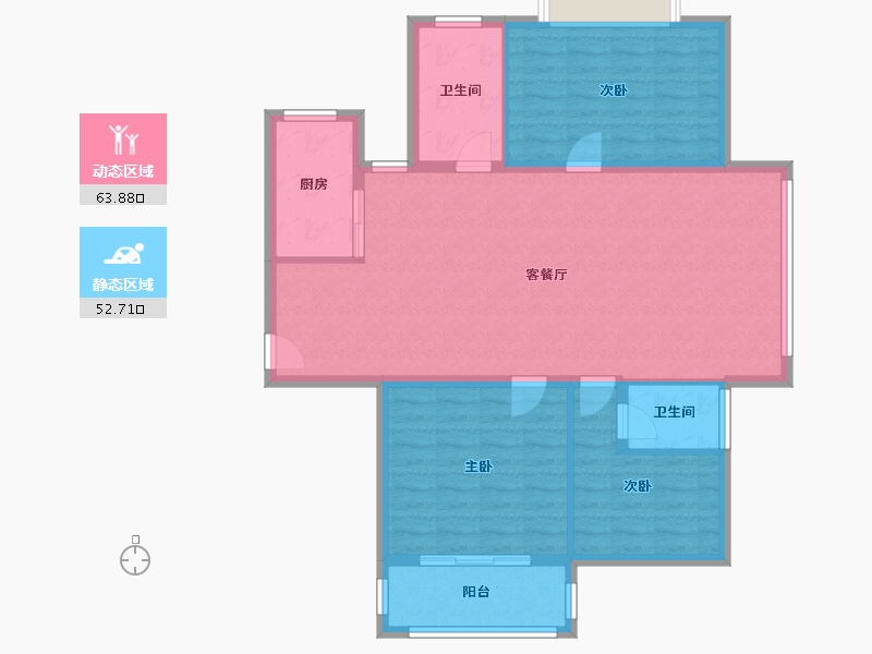 浙江省-杭州市-广聚公寓-106.31-户型库-动静分区