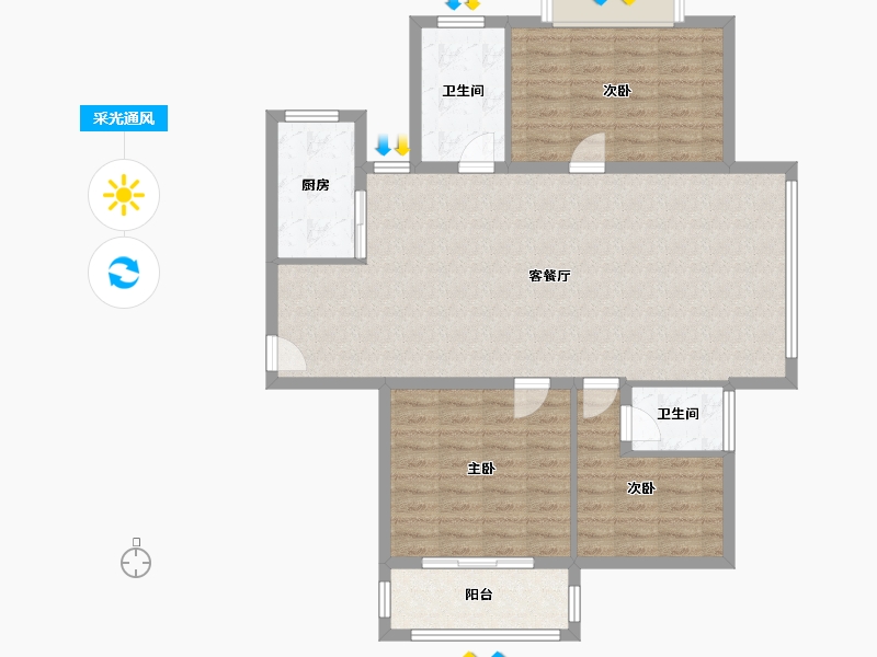 浙江省-杭州市-广聚公寓-106.31-户型库-采光通风