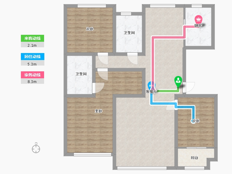 山东省-潍坊市-华安世纪樱园-113.60-户型库-动静线