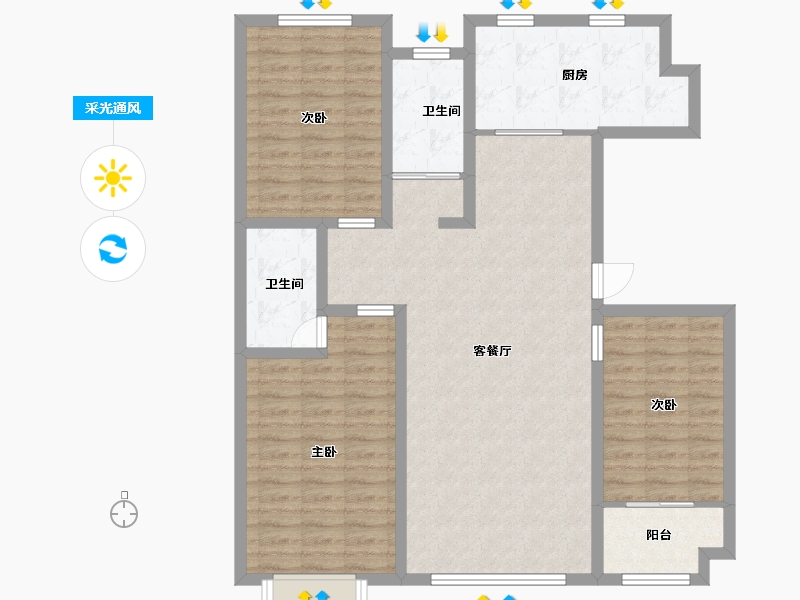 山东省-潍坊市-华安世纪樱园-107.99-户型库-采光通风