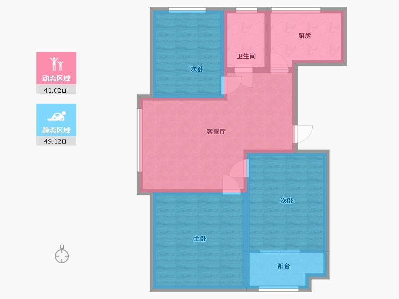 山东省-潍坊市-华安世纪樱园-80.16-户型库-动静分区