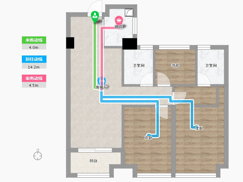 浙江省-杭州市-高运莱茵传奇-66.39-户型库-动静线