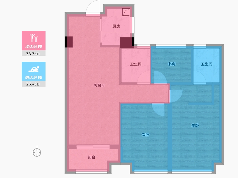 浙江省-杭州市-高运莱茵传奇-66.39-户型库-动静分区