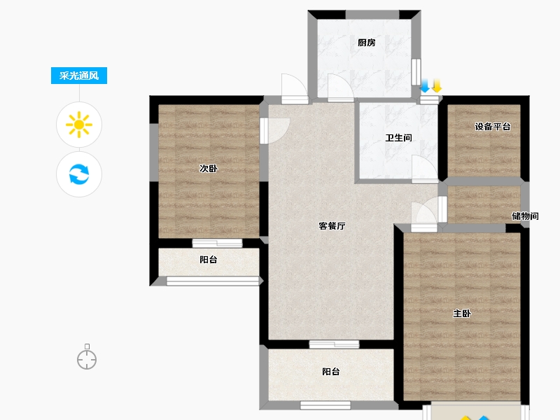 安徽省-六安市-滨江裕花园-72.80-户型库-采光通风