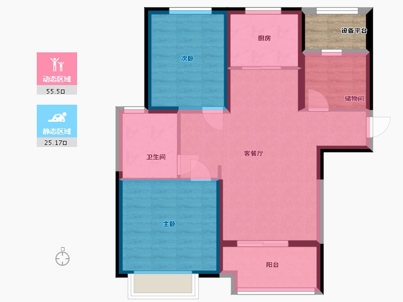 安徽省-六安市-滨江裕花园-75.20-户型库-动静分区