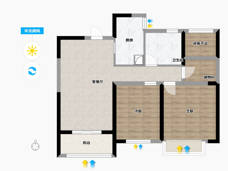 安徽省-六安市-滨江裕花园-75.19-户型库-采光通风