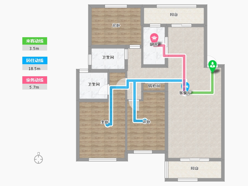 安徽省-巢湖市-天瑞凤鸣花园-105.01-户型库-动静线