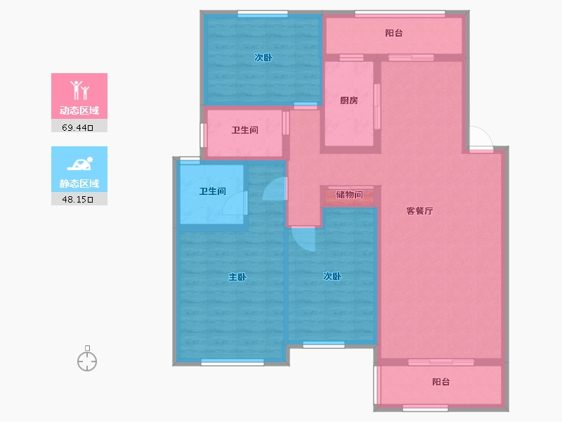 安徽省-巢湖市-天瑞凤鸣花园-105.01-户型库-动静分区