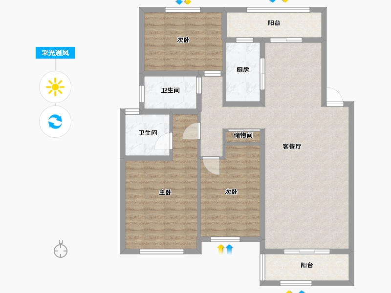 安徽省-巢湖市-天瑞凤鸣花园-105.01-户型库-采光通风