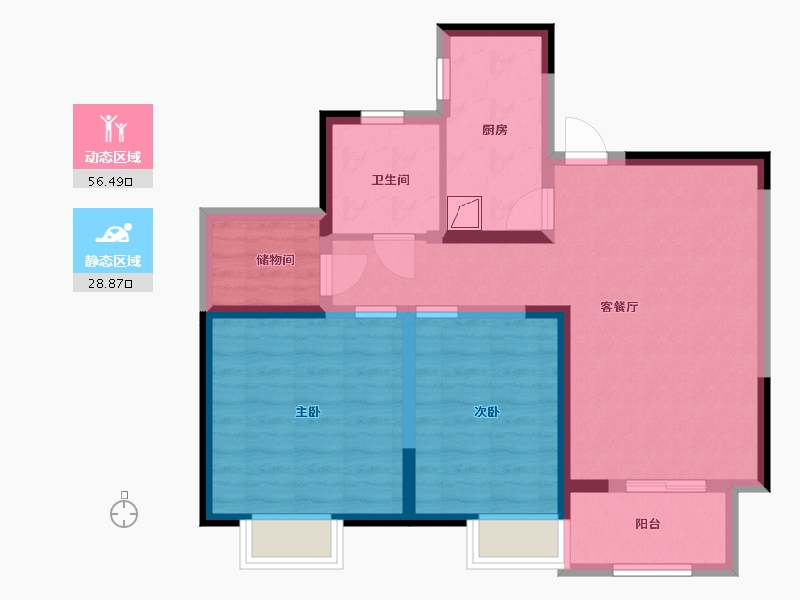 安徽省-六安市-滨江裕花园-75.20-户型库-动静分区