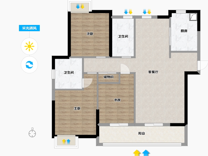 福建省-三明市-富力爱丁堡-104.00-户型库-采光通风