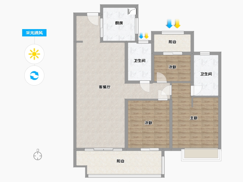 安徽省-六安市-富力院士廷-120.00-户型库-采光通风