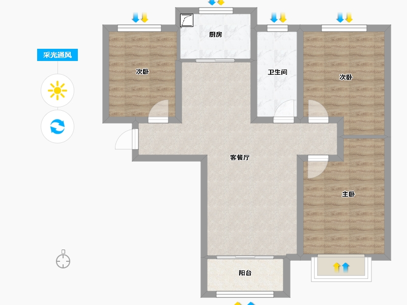 山东省-济南市-绿地泉景嘉园-77.59-户型库-采光通风