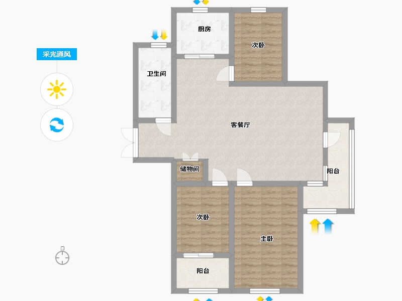 山东省-潍坊市-天同九龙湾-92.00-户型库-采光通风