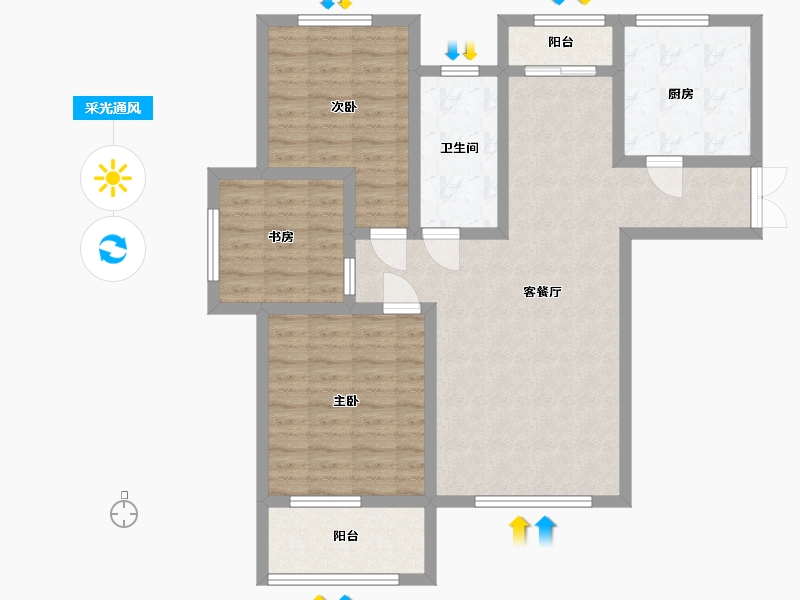 山东省-潍坊市-昌乐中心城-93.60-户型库-采光通风