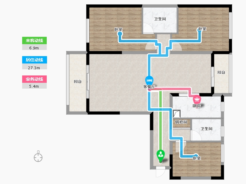 山西省-晋城市-司徒回迁房-130.00-户型库-动静线