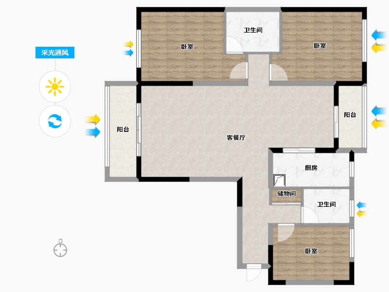 山西省-晋城市-司徒回迁房-130.00-户型库-采光通风