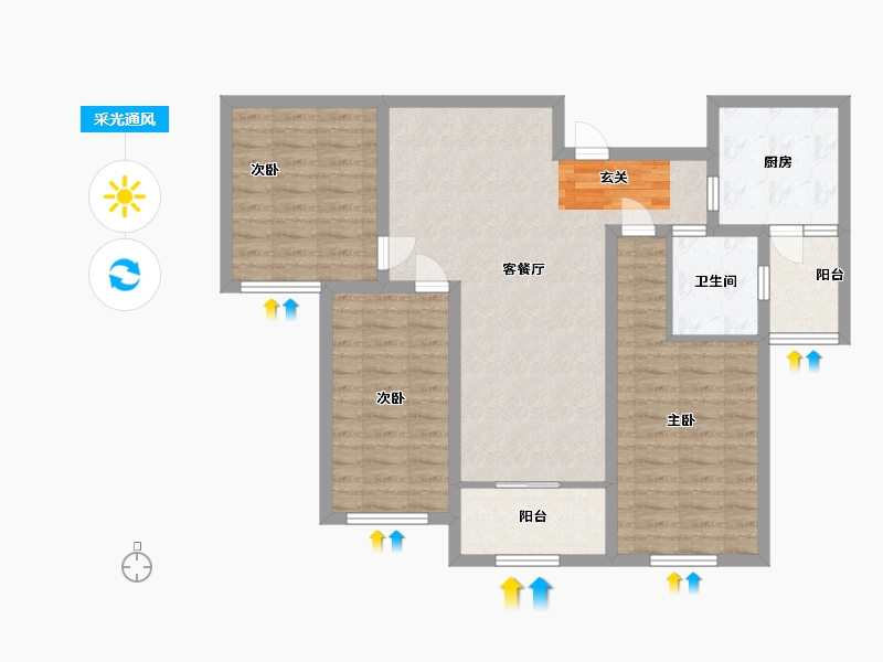 山东省-潍坊市-群邦新天地-89.60-户型库-采光通风