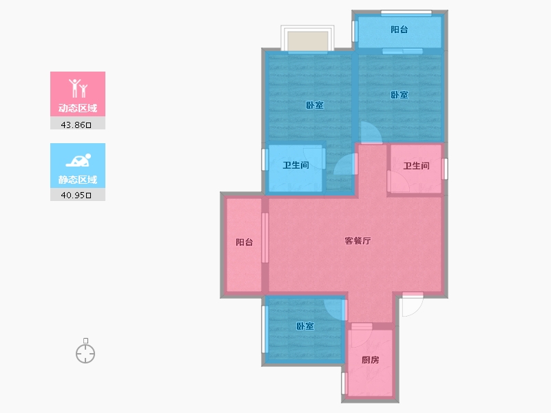 河南省-郑州市-绿都澜湾樾园-74.82-户型库-动静分区