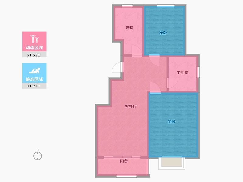 山东省-潍坊市-至尊门第-74.40-户型库-动静分区