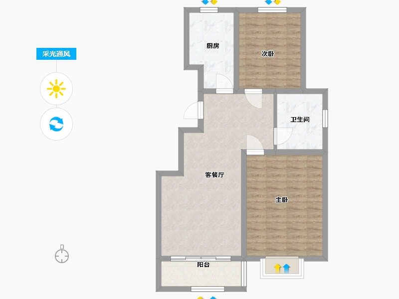 山东省-潍坊市-至尊门第-74.40-户型库-采光通风