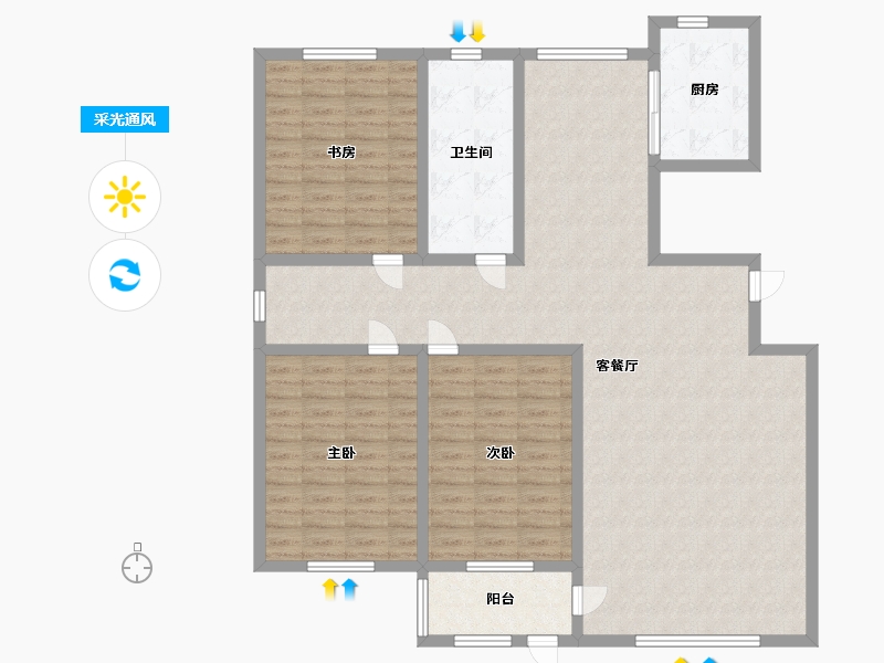 山东省-潍坊市-枫情水岸璞院-132.49-户型库-采光通风