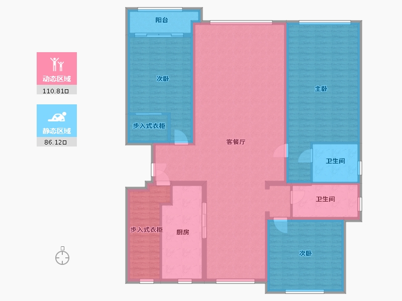 内蒙古自治区-鄂尔多斯市-康和南岸-179.88-户型库-动静分区