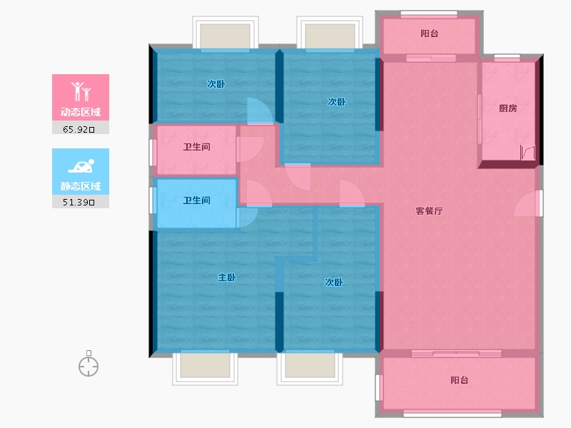 广东省-梅州市-柏悦华府-105.06-户型库-动静分区