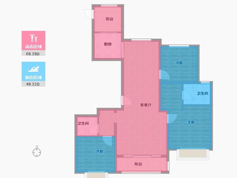 河北省-唐山市-金凤华府-105.00-户型库-动静分区