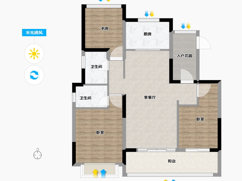 江苏省-南通市-紫宸府-100.00-户型库-采光通风