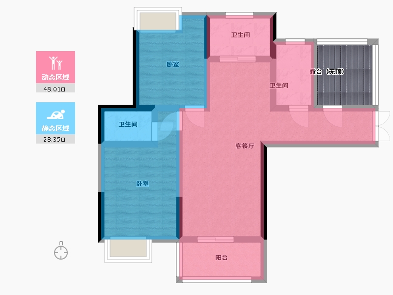 湖北省-武汉市-岭尚梦想-72.82-户型库-动静分区