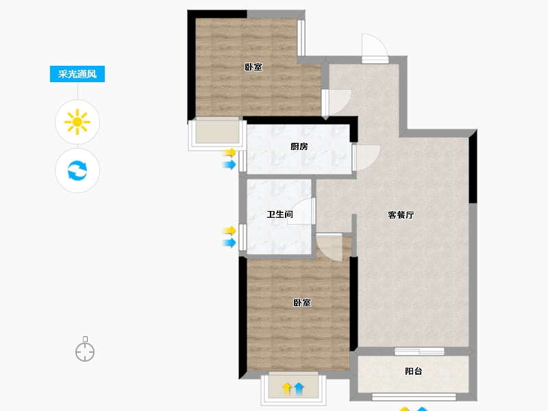 湖北省-武汉市-名湖豪庭-70.00-户型库-采光通风