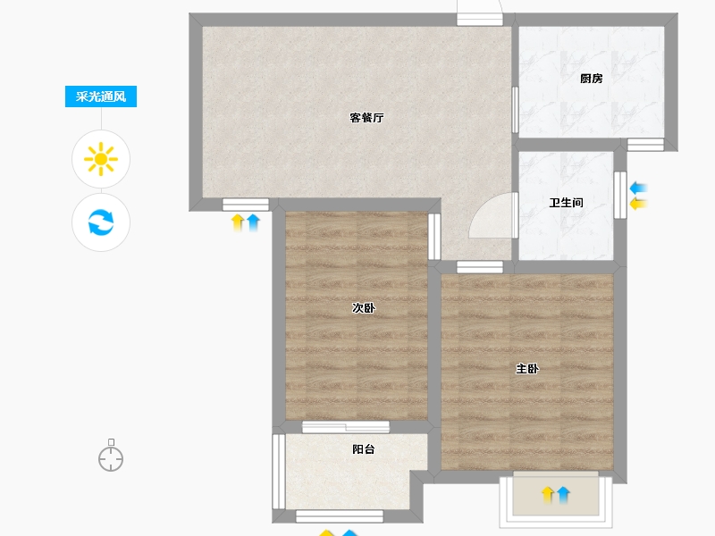 河南省-郑州市-宏光协和城邦-58.40-户型库-采光通风