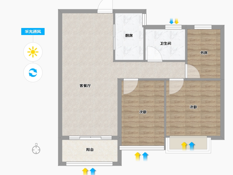 山东省-烟台市-天地一品-76.00-户型库-采光通风