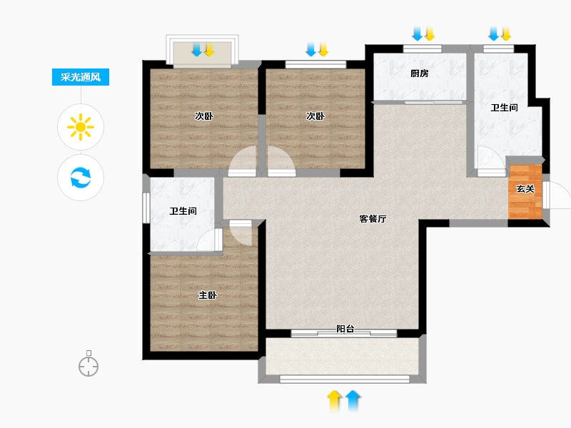 河南省-洛阳市-米兰印象-97.01-户型库-采光通风