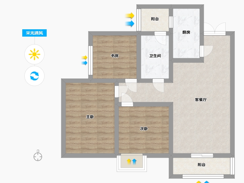 河南省-郑州市-糖果时光-68.09-户型库-采光通风