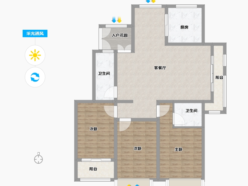 山东省-济南市-易安明郡-117.01-户型库-采光通风