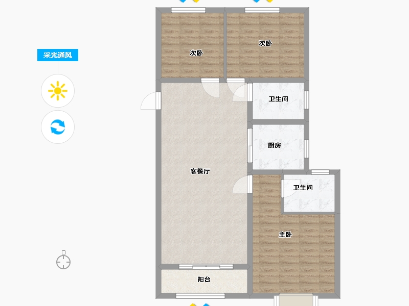 山东省-德州市-桦林·万豪公馆-96.18-户型库-采光通风