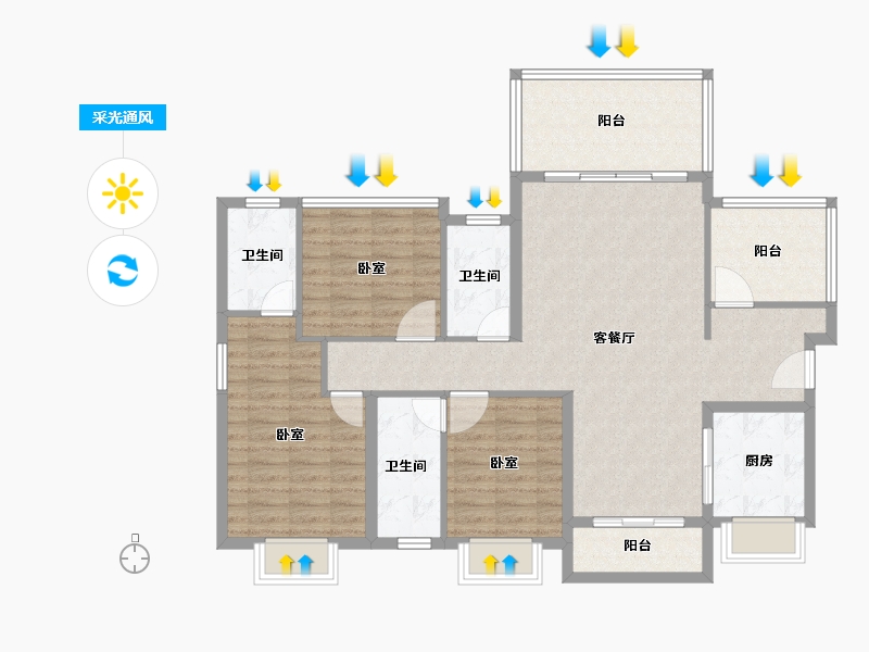 广东省-惠州市-皓翔壹城中心-114.07-户型库-采光通风