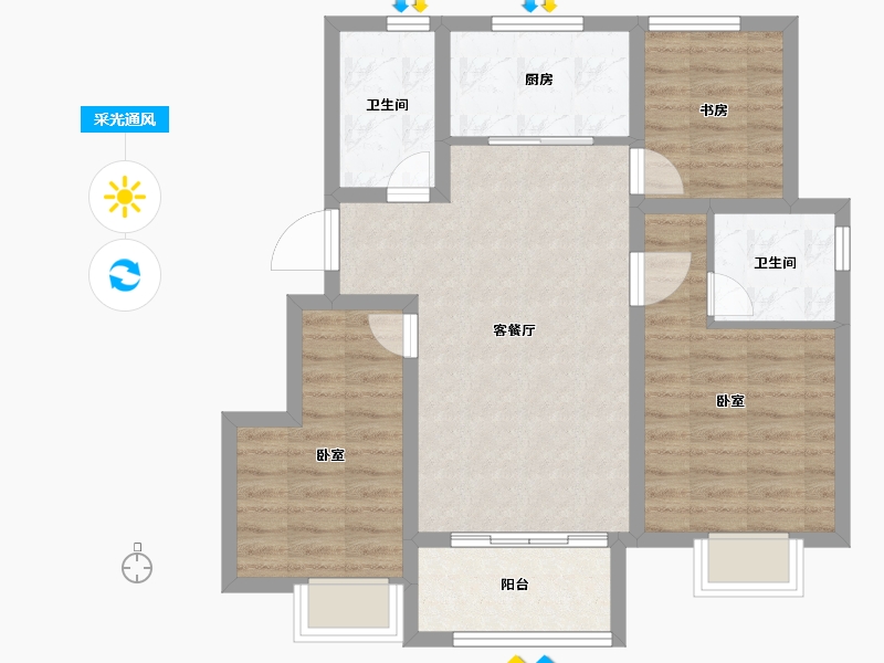 天津-天津市-长风雅筑-74.00-户型库-采光通风