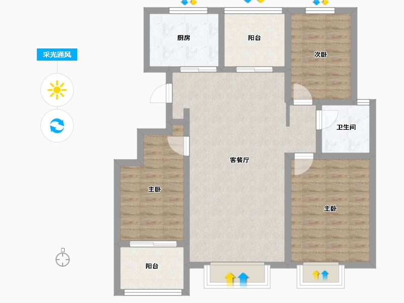 山东省-济南市-豪门又一城-90.41-户型库-采光通风